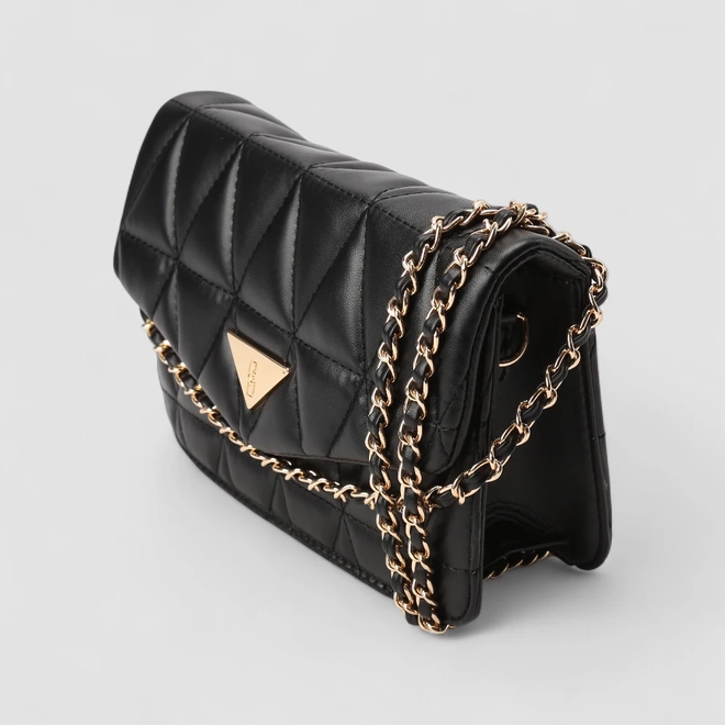 Bolsa Camera Bag Gabriela Pequena Transversal Alça Metalizada Matelassê Preto