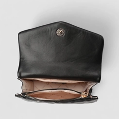 Bolsa Camera Bag Gabriela Pequena Transversal Alça Metalizada Matelassê Preto