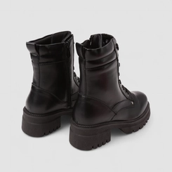 Bota Coturno Feminino Mooncity Cano Médio Tratorado Preto