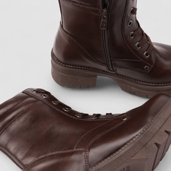 Bota Coturno Feminino Mooncity Cano Médio Tratorada Marrom