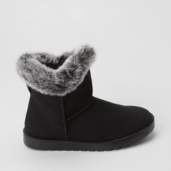 Bota Feminina Mooncity Cano Curto Peluciada Preto