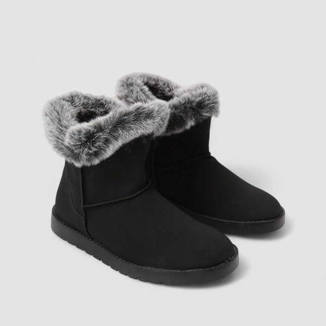 Bota Feminina Mooncity Cano Curto Peluciada Preto