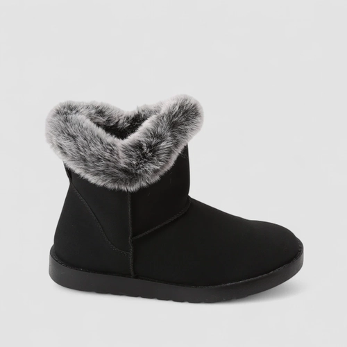 Bota Feminina Mooncity Detalhe Pelúcia Preto