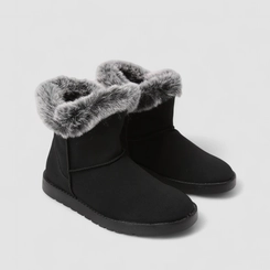 Bota Feminina Mooncity Cano Curto Peluciada Preto