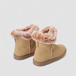 Bota Feminina Mooncity Cano Curto Peluciada Bege