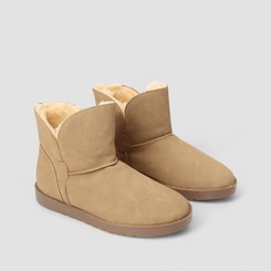 Bota Feminina Mooncity Cano Curto Peluciada Caramelo