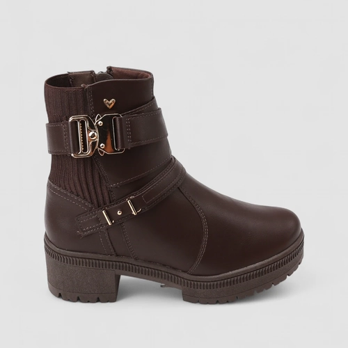 Bota Coturno Feminino Mississipi Fivela Dourada Marrom