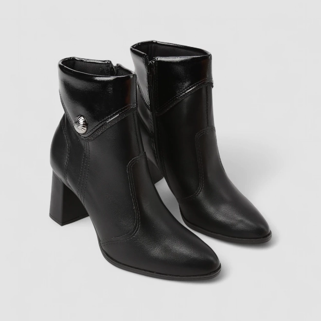 Bota Feminina Mississipi Cano Curto Salto Reto Detalhe Tacha Preto