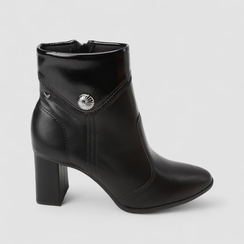 Bota Feminina Mississipi Salto Reto Glitter Detalhe Tacha Preto