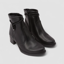 Ankle Boot Feminina Mississipi Salto Bloco Zíper Coração Preto