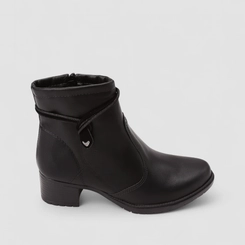 Ankle Boot Feminina Mississipi Salto Bloco Zíper Coração Preto