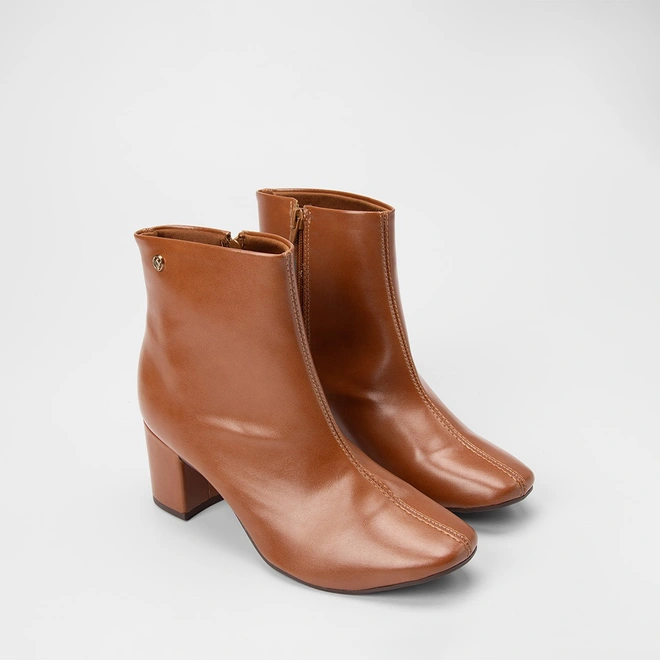Ankle Boot Feminina Via Uno Salto Bloco Caramelo