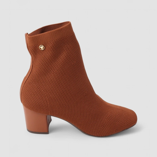 Bota Feminina Via Uno Knit Cano Curto Marrom