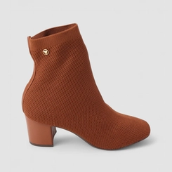 Bota Feminina Via Uno Knit Cano Curto Marrom