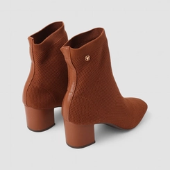 Bota Feminina Via Uno Knit Cano Curto Marrom