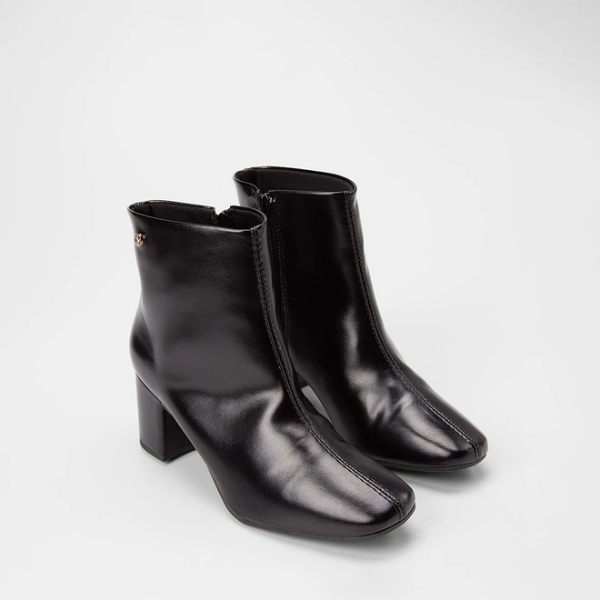 Ankle Boot Feminina Via Uno Salto Bloco Preto