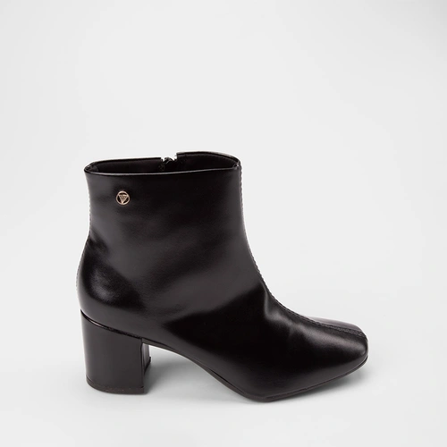 Ankle Boot Via Uno Básica Salto Bloco Preto