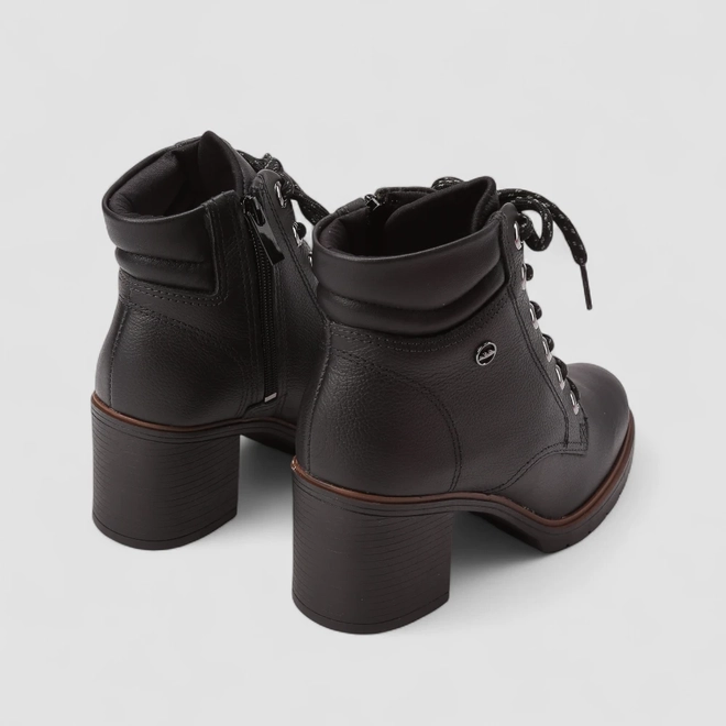 Bota Coturno Feminino Dakota Couro Cano Curto Preto