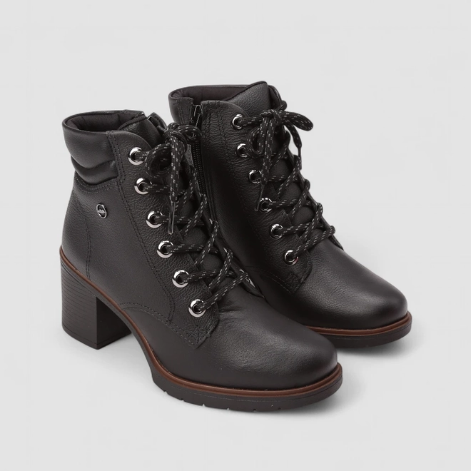 Bota Coturno Feminino Dakota Couro Cano Curto Preto