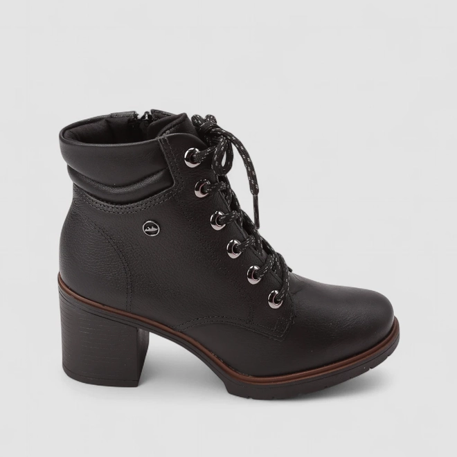 Bota Coturno Feminino Dakota Couro Cano Curto Preto