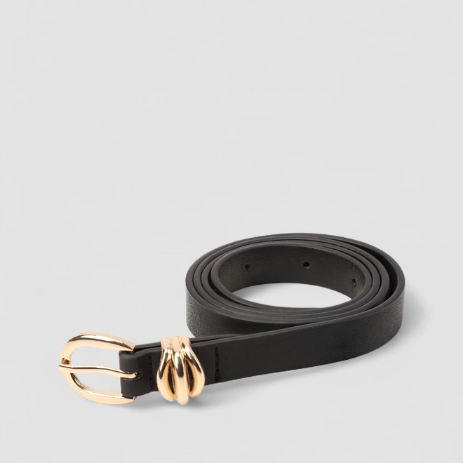 Cinto Feminino Gabriela Fivela Dourada Preto