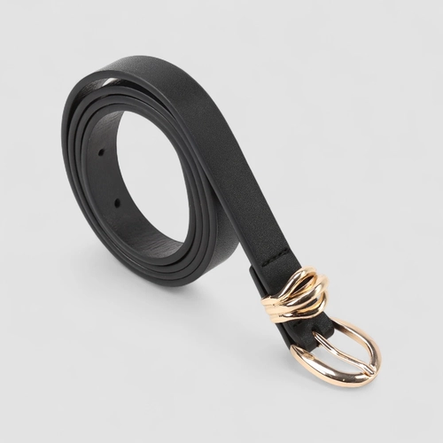 Cinto Feminino Gabriela Fivela Dourada Preto