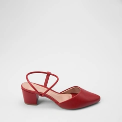 Scarpin Slingback Feminino Penélope Salto Bloco Vinho