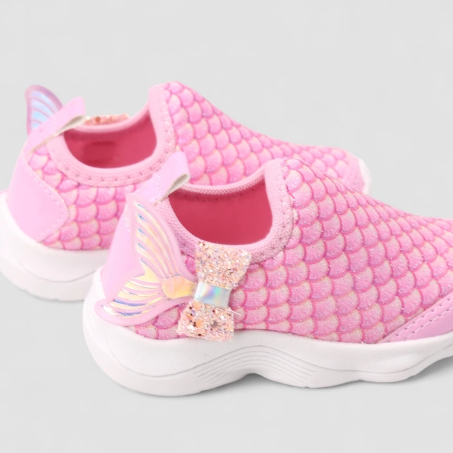 Slip On Infantil Gabrielinha Calce Fácil Detalhe Cauda Sereia Rosa