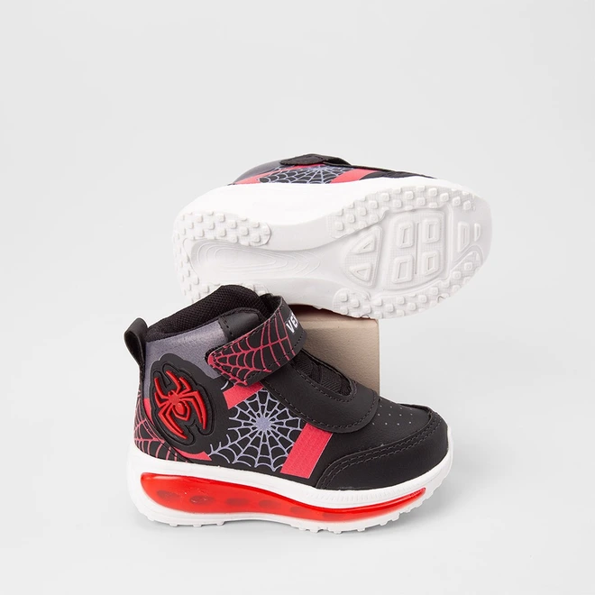 Tênis Casual Infantil Vertus Aranha Led Preto