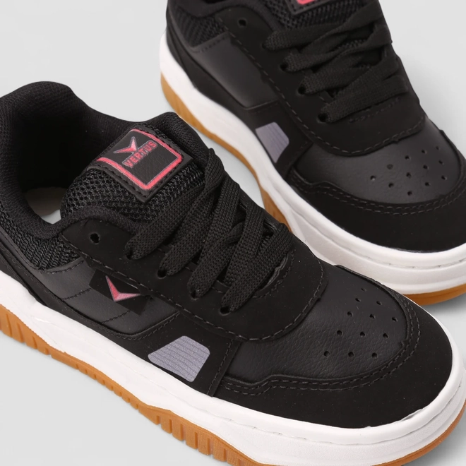 Tênis Casual Infantil Vertus Detalhe Mesh Preto