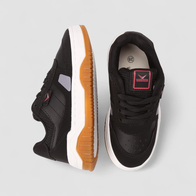 Tênis Casual Infantil Vertus Detalhe Mesh Preto