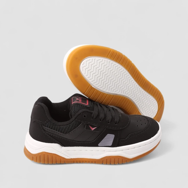 Tênis Casual Infantil Vertus Detalhe Mesh Preto