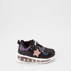 Tênis Casual Infantil Gabrielinha Detalhe Recorte Estrelas Glitter Led Preto