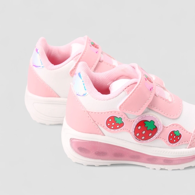 Tênis Casual Infantil Gabrielinha Detalhes Morango Rosa