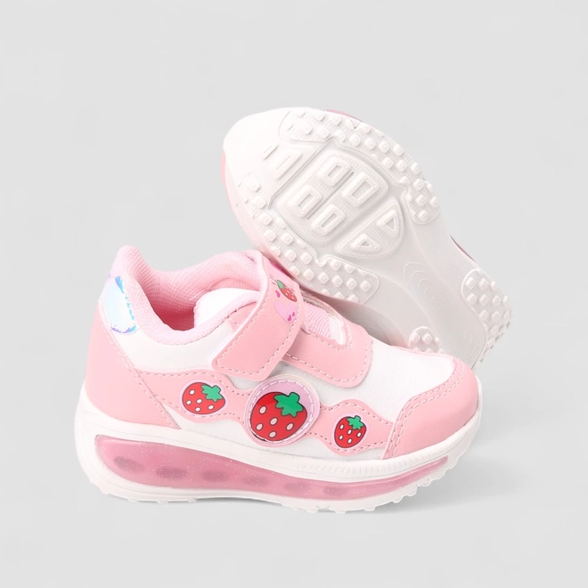 Tênis Casual Infantil Gabrielinha Detalhes Morango Rosa