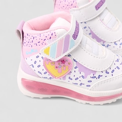 Tênis Casual Infantil Gabrielinha Led Coração Branco & Roxo