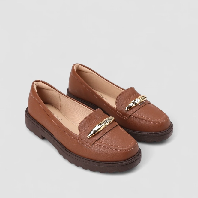 Mocassim Feminino Modare Ultraconforto Detalhe Dourado Marrom
