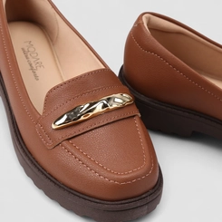 Mocassim Feminino Modare Ultraconforto Detalhe Dourado Marrom