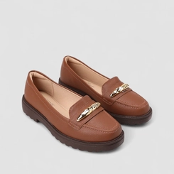 Mocassim Feminino Modare Ultraconforto Detalhe Dourado Marrom