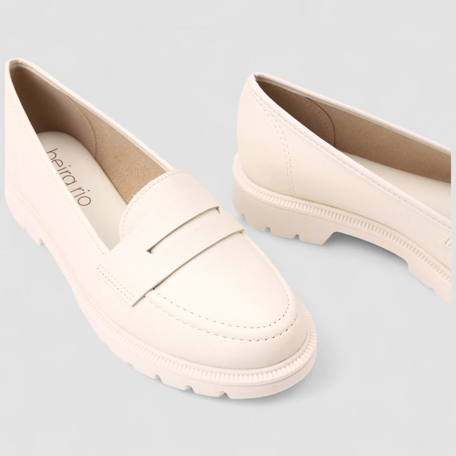 Mocassim Feminino Beira Rio Tratorado Bege
