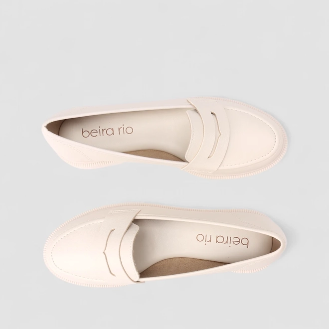 Mocassim Feminino Beira Rio Tratorado Bege