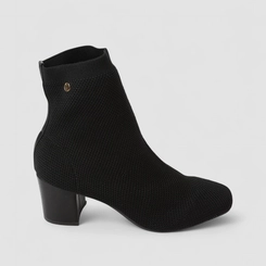 Bota Feminina Via Uno Knit Cano Curto Preta