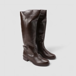 Bota Feminina Mooncity Cano Alto Detalhe Fivela Marrom