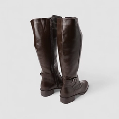 Bota Feminina Mooncity Cano Alto Detalhe Fivela Marrom