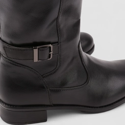 Bota Feminina Mooncity Cano Alto Detalhe Fivela Preto