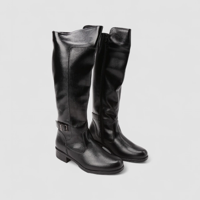 Bota Feminina Mooncity Cano Alto Detalhe Fivela Preto