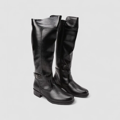 Bota Feminina Mooncity Cano Alto Detalhe Fivela Preto