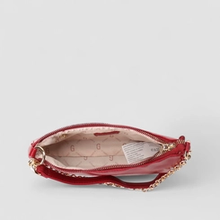 Bolsa Baguete Gabriela Pequena Detalhe Cadeado & Corrente Vermelho