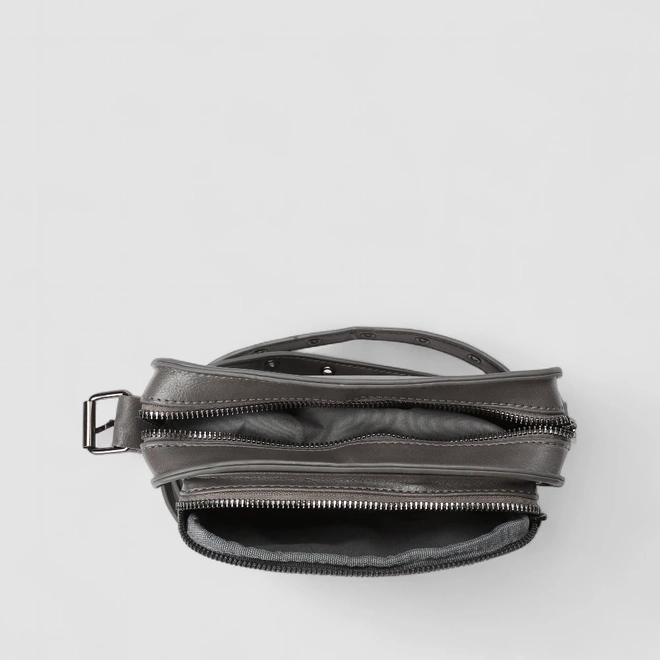 Bolsa Camera Bag Gabriela Pequena Transversal Detalhe Ilhós Cinza