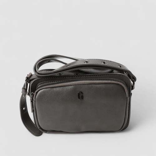 Bolsa Camera Bag Gabriela Pequena Transversal Detalhe Ilhós Cinza